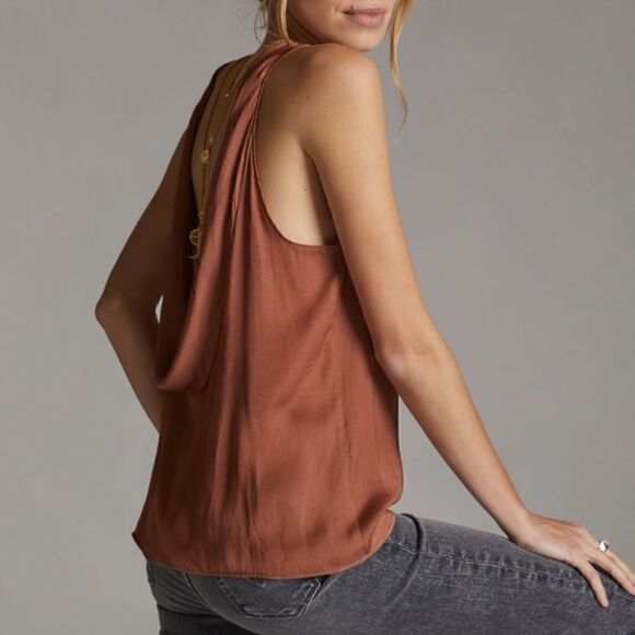 NWT Anthropologie Sleek Draped Low-Back Blouse - Picture 6 of 12